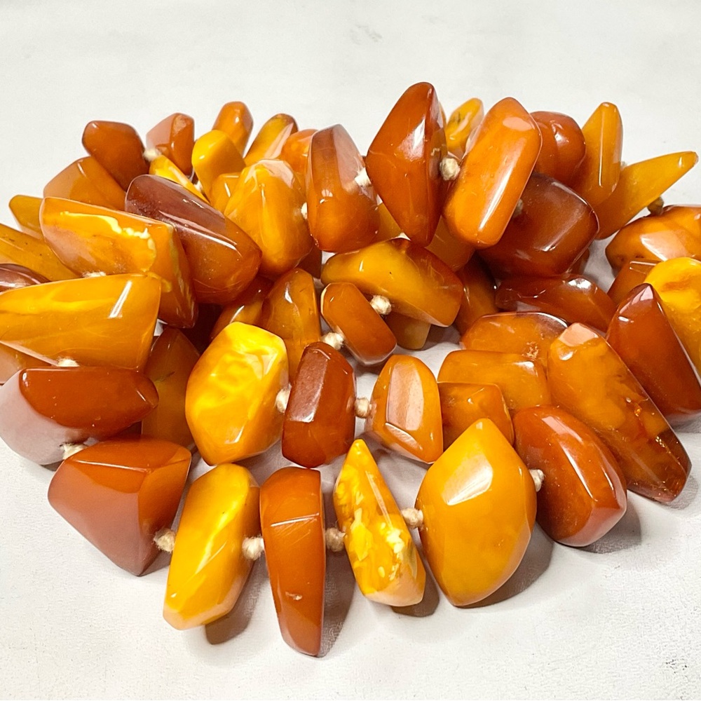Vintage Baltic Amber Necklace Butterscotch + Egg Yolk